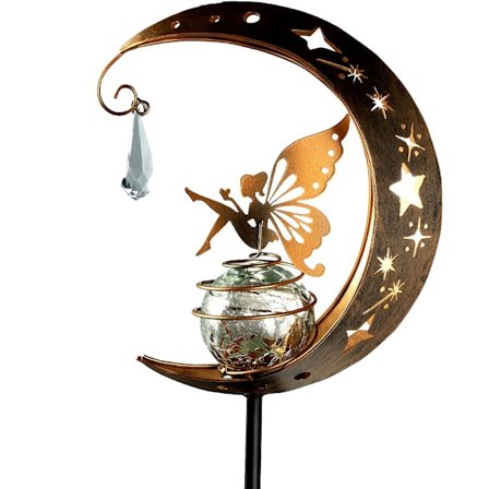 Solcellelanterne Udendørs Glas Måne Fe Dekoration Vandtæt Landskabslampe med 100lm Lysstyrke Ideel til Sti, Græsplæne, Terrasse, Have