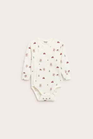 Kappahl | Pitkähihainen body jouluteemalla | Luonnonvalkoinen