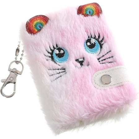 Anteckningsbok Spiral Söt Katt Plysch Anteckningsbok Kawaii Hänge Nyckelring Anteckningsbok Daglig Plan Dagbok Anteckningsblock Kontorsmaterial (Färg: