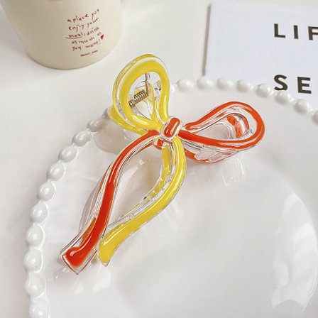 Shark Claw Clips Rosett Hår Klo Clip GUL