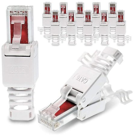 12 stk. plugger verktøyfri Rj45 Cat6 Lan Utp kabelplugg uten verktøy Cat5 Cat7 installasjon Ca