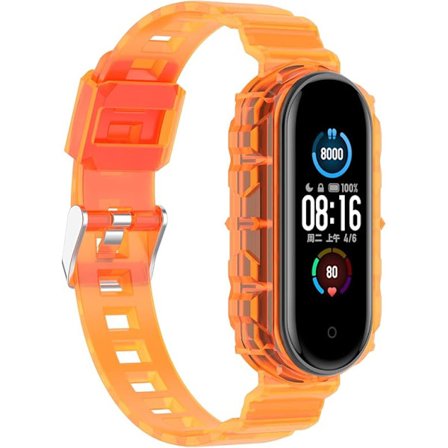 Smart urrem til Xiaomi Mi Band 7/6/5, transparent silikone urrem, erstatningsarmbånd håndledsrem til Xiaomi Orange
