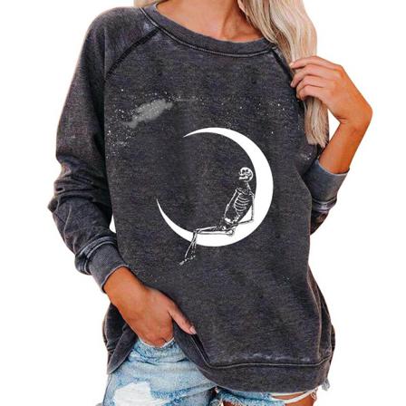 Toppar Med Print För Damer Halloween- Printed Tröja