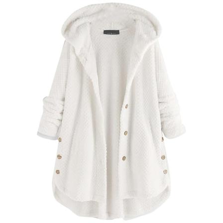Vinterkappa Dam Oversized Lång Varm Teddy Fleecejacka Elegant Casual Button Down Sherpa Fleece tröja med Huva Höst Thermal Transition Jacka