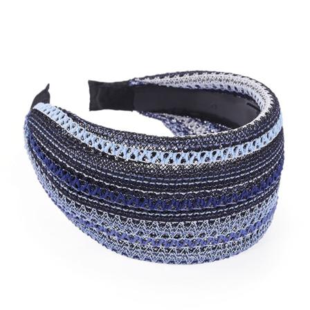 Blå Pannband Bred Sida Mesh Style Rhinestone Hårring Halkfri