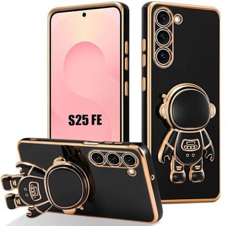 Cover til Samsung Galaxy S25 Edge, Blødt Silikone Anti-Ridser med Astronaut Støtte - Sort