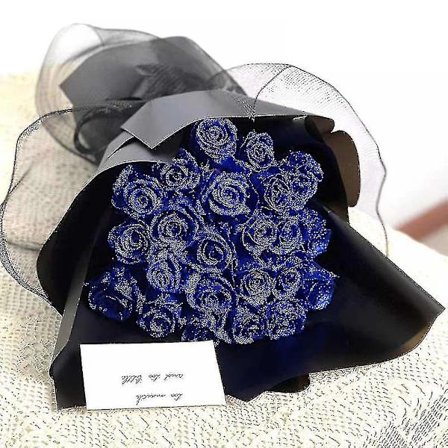 Glitter Rose Buket Blå Kunstige Rose Blomster Buket Evigvarende Skinnende Falske Roser Buket Kærlighedsgaver Til Valentinsdagsgave, Jubilæum, Forlov