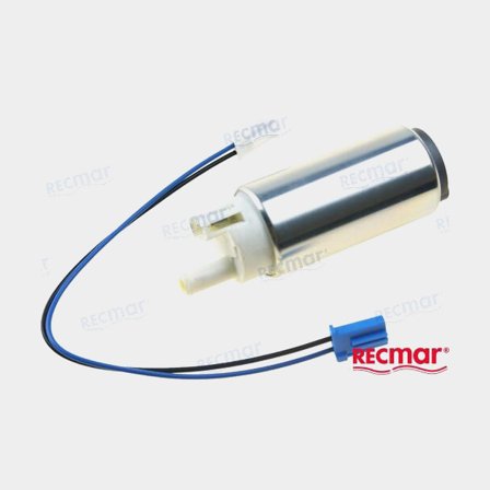 Recmar Bränslepump för båtmotorer i rostfritt stål och tålig plast, elektrisk modell i silver och vit färg