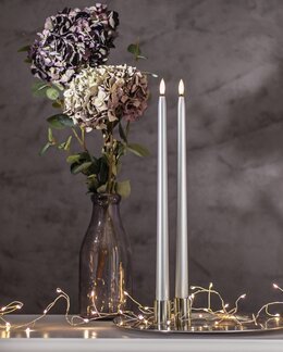 Batteridriva LED antikljus metall 2-pack Grå - 39 cm - Star Trading