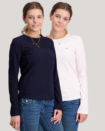 Tommy Hilfiger 2 PK LS TEE Rosa T-shirts Tjej - Kids Brand Store