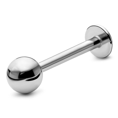 Orecchino a bottone Labret da 12 mm con punta a sfera in acciaio chirurgico color argento per uomini - Gioielli per piercing all'orecchio