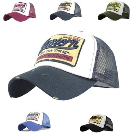 Mesh Baseball Cap Vintage Unisex Mössa Justerbar Storlek Bomull Baseball Cap Tvättat Denim Retro Trucker Caps Kant Slipning Motorcykel Biker Caps,