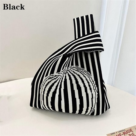 Strikk håndveske håndleddsveske SVART