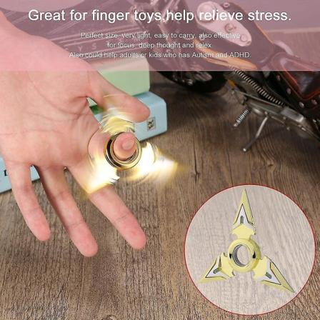 Stressreducer i zinklegering, fingerleksak, tri-spinner, handspinner för barn