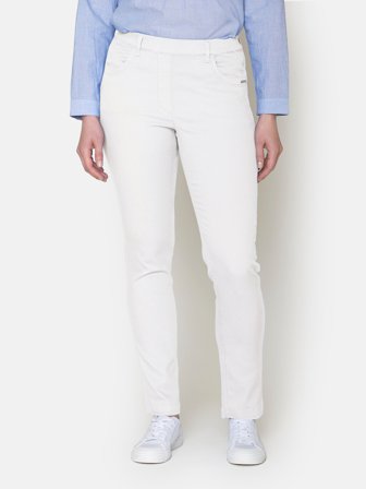 BRANDTEX - Madelaine Bukser - Hvid - Straight Fit / Elastik i Taljen