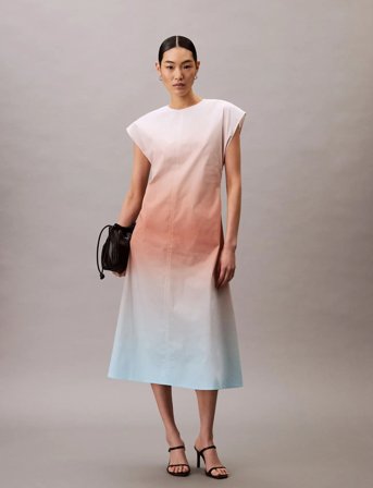 Calvin Klein Plisse Sl Midi Dress - Green - S