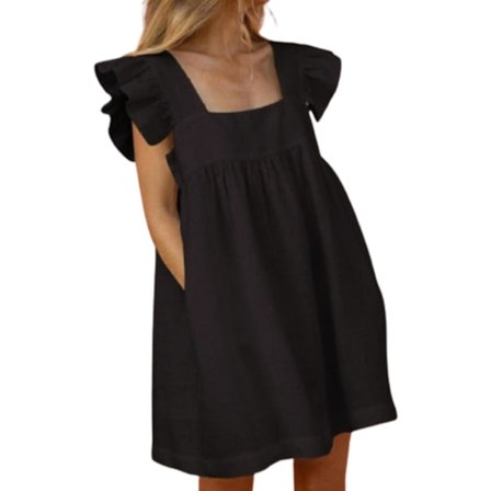 Eleganta sommarklänningar för damer med mjuk känsla Premiummaterial för hemmakontorsbruk Svart
