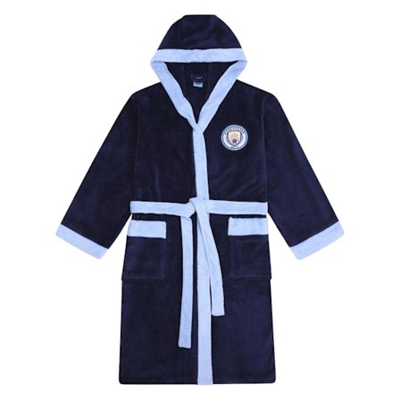 Manchester City FC Herr Crest Fleece Morgonrock med Kontrastkant