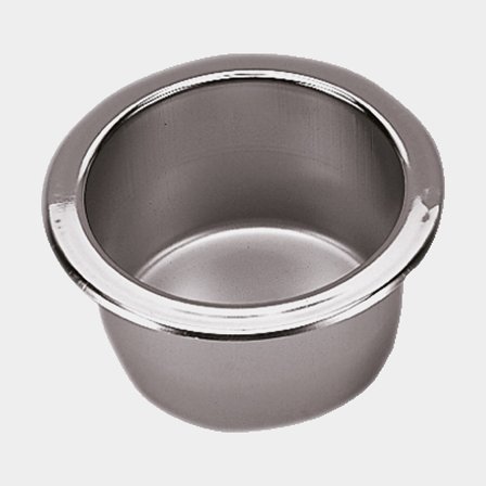 Roca burk och flaskhållare för inbyggnad i rostfritt stål, silverfärgad mugghållare för båt, husbil och marin miljö