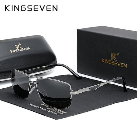 KINGSEVEN 2022 Brand Classic Square Polariserende Solbriller Mænds Kørsel Mandlige Solbriller Øjenbryn UV-Blokering Oculos N7906 (FMY)