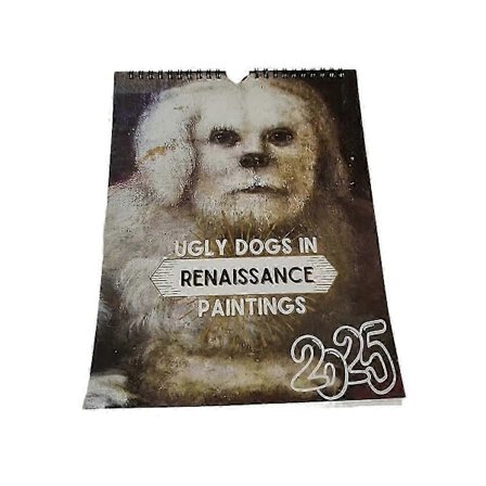 Renaissance Kalender, 2025 Vægkalender Kunst - Speciel Tyk Robust Grim Hund Vægkalender til Organisering
