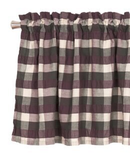 Gardinkappe Amadeus garnfarget rute med krepp-effekt Plommelilla