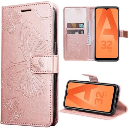 Coque - BOOLING - för Samsung Galaxy A32 5G - PU-läder - Fjärilsmönster - Videostöd