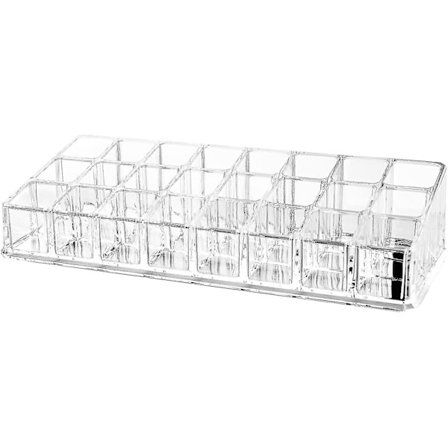 Transparent Akryl Leppestift Stativ, 24 Rom Kosmetisk Leppestift Organizer Sminkekost Smykker Display Stativ