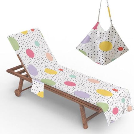 Solstol Strandhåndklæde med Lommer(D), Polka Dot Print, Sommer