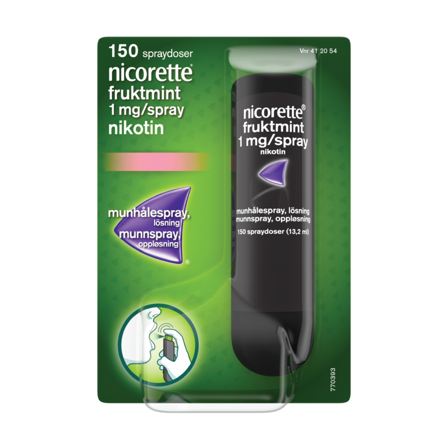 Nicorette 1 mg/dose munnspray, Fruktmint, 150 doser