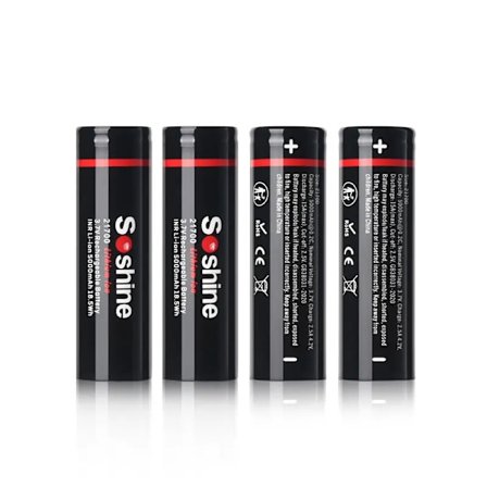 Soshine 3,7V 21700 5000mAh uppladdningsbart batteri 3C litiumjonurladdning Högeffektsbatterier för högeffektsapparater Batteri