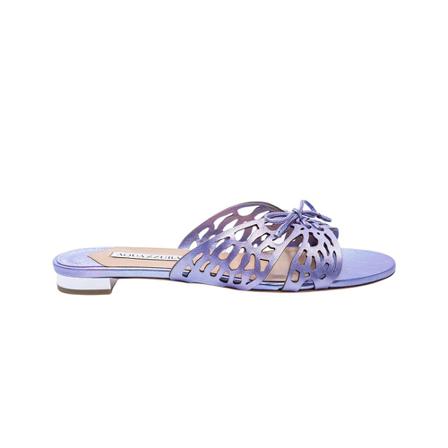 Aquazzura, Metallic leather mules with butterfly cutouts Niebieski, Kobieta, Rozmiar: 38 EU