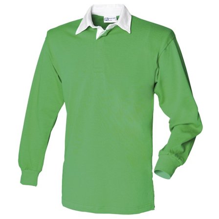 Front Row Long Sleeve Classic Rugby Polo Shirt M Bright Green/W