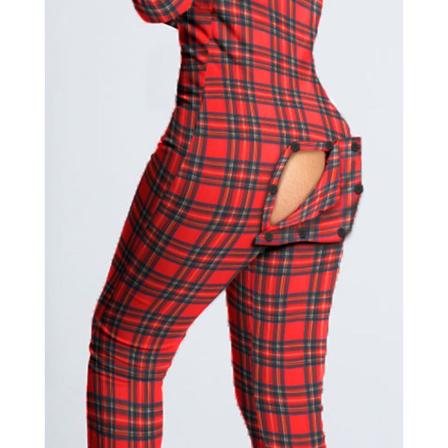 Butt Flap Underkläder Jumpsuit Dam Onesie Pyjamas Rygg Button-down Bodycon Nattkläder Vuxna Onesies Combinaison Pyjamas Femme Red plaid S