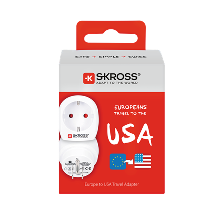 SKROSS Europe to USA - strømkontaktadaptersett - Europlug, CEI 23-16/VII / CEE 7/3 (SCHUKO) til NEMA 5-15