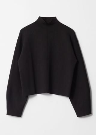 & Other Stories - Mock-Neck Double-Knit Jumper - Nero - Donna - Taglia L - Maglioni