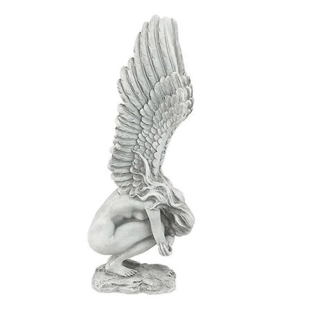 Hvide Engles Resin Keruber Statue Figur, Sød Engel Skulptur Mindesmærke Statue Indendørs Hjem Dekoration, Ving Hvid-l