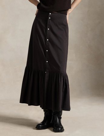 Polo Ralph Lauren Cotton-Silk A-Line Skirt - Brown - 34