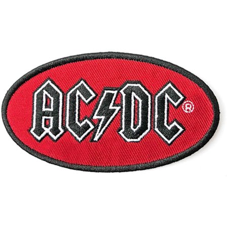 AC/DC-logotyp Oval Iron On Patch One Size Röd/Svart/Vit
