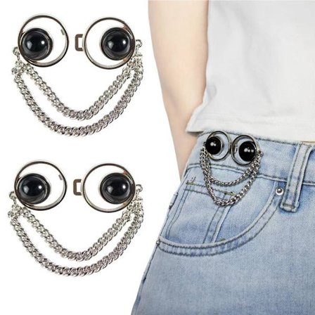 2 paria vyötärön kiristimiä, Smile Face -vyötärön kiristin housuihin, Saumaton housujen vyötärön kiristin, Säädettävä vyötärön soljen jatke (musta 