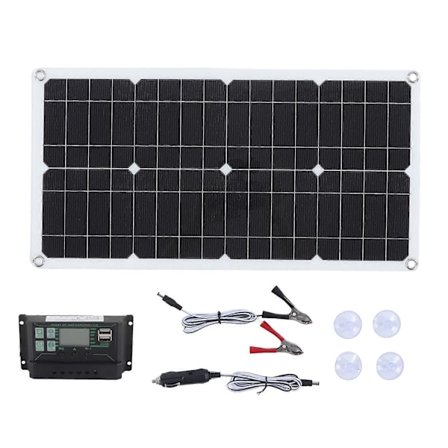 250W Monokristallin Solpanel Kit med 10A Laddningsregulator Dubbla USB-portar för Husbil Bil Båt Batteriladdning