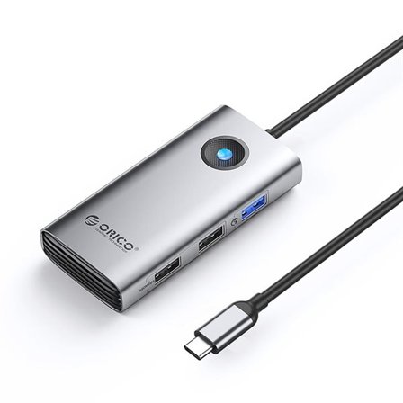 Orico PW11-5P USB-C Hub-dokkstasjon 1x USB-A 3.0 + 2x USB-A 2.0 + 1x USB-C PD + 1x HDMI - Grå