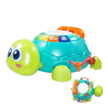 Crawling baby leke 4 måneder gammel utviklingsmessig leker med simulering telefon design skilpadde formet musikk baby leker