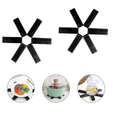 2 stk sammenleggbar gryteunderlag, varmebestandig gryteunderlag, grytestativ, silikon sklisikker varmeisolasjon gryteunderlag 5. mai 31