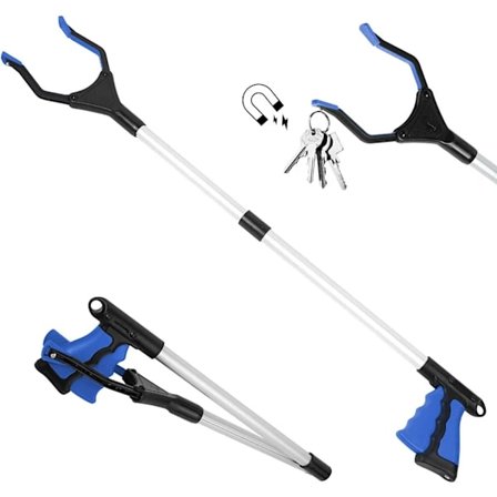 Sammenklappelige have-, affalds- og skraldetænger til seniorer