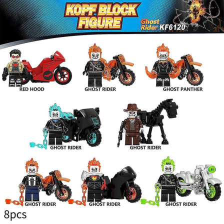 8 stk/sett Ghost Rider Byggeklosser Actionfigurer Barn Fans Samlet Minifigurer Samleobjekter Lekegave