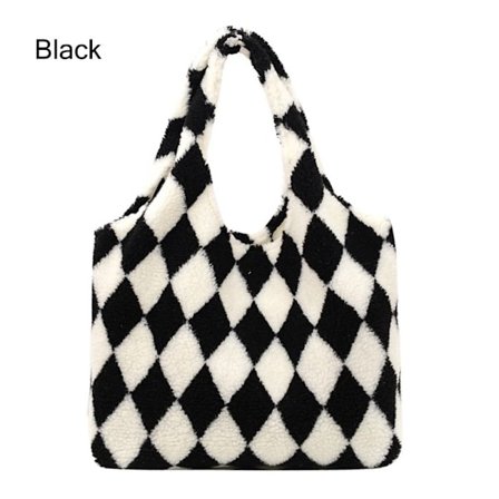 Plysch underarmsväska Dam Fluffy Axelväska SVART SVART