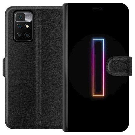 Kompatibel Tegnebogsetui til Xiaomi Xiaomi Redmi 10 Minimalistisk neonbogstav I i regnbuefarver mod mørk baggrund