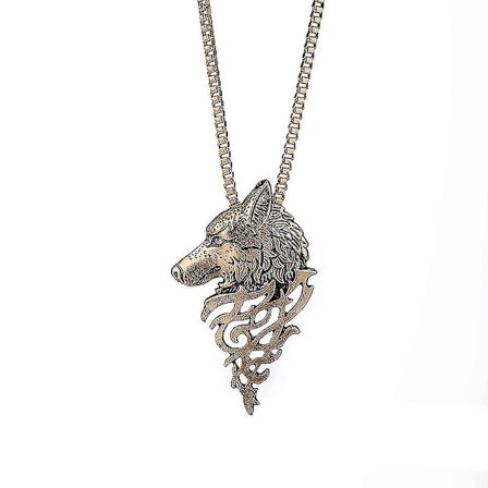 Varghuvudformad Hänge i Legering, Mode Smycken Present Halsband