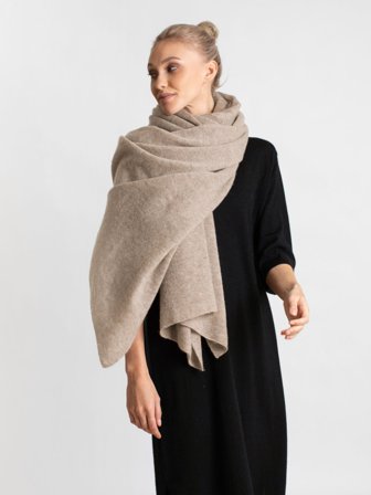 Kashmina - Florlett kashmirskjerf "Flow" - toast